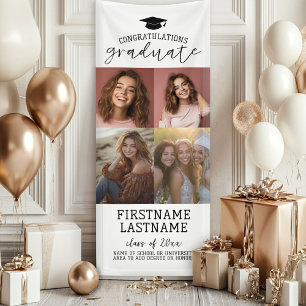 4 Foto Collage Afstuderen Modern Minimaal Wit Spandoek