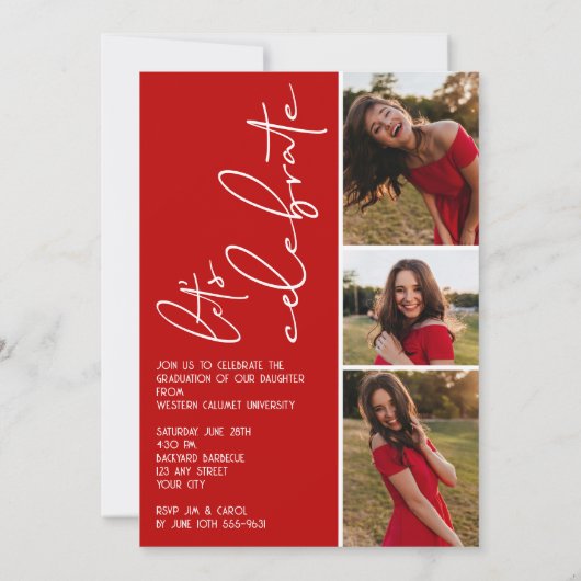 4 Foto Collage Afstuderen Scarlet Rood Kaart (Achterkant)