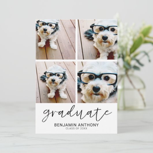 4 Foto Collage Afstuderen script - GraduPartij Kaart (Staand voorkant)