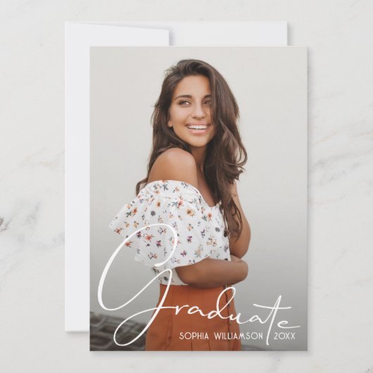 4 Foto Collage Afstuderen verbrand Sinaasappel Aankondiging (Voorkant)