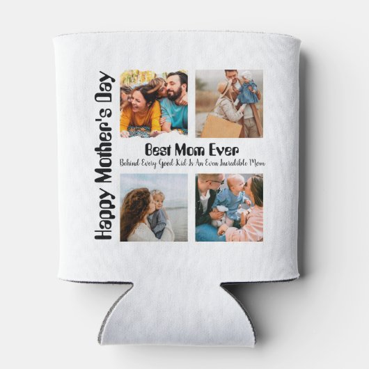 4 Foto Collage Beste mama ooit Blikjeskoeler (Achterkant)