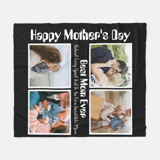 4 Foto Collage Beste mama ooit Fleece Deken (Voorkant (Horizontaal))