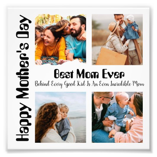4 Foto Collage Beste mama ooit Foto Afdruk (Voorkant)