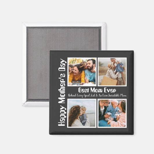 4 Foto Collage Beste mama ooit Magneet (Voorkant / Achterkant)