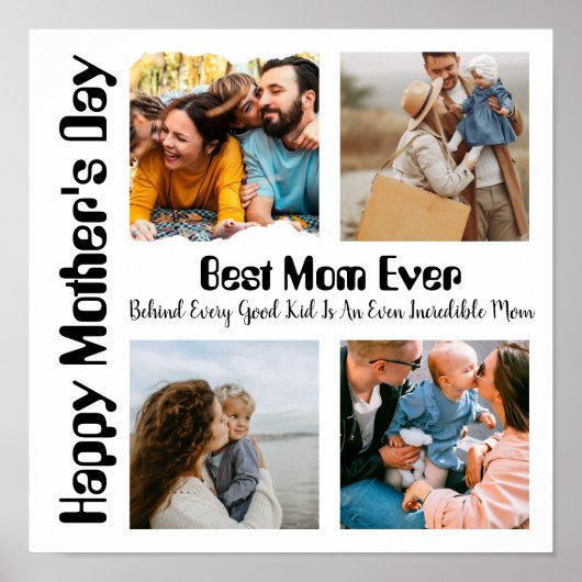 4 Foto Collage Beste mama ooit Poster (Voorkant)