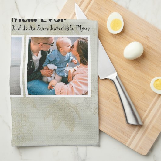 4 Foto Collage Beste mama ooit Theedoek (Quarter Fold)