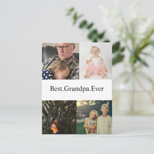 4 foto collage Beste opa ooit Briefkaart (Staand voorkant)