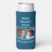 4 foto collage beste papa van je blauw seltzer blikjeskoeler (Seltzer Achterkant)