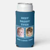 4 foto collage beste papa van je blauw seltzer blikjeskoeler (Seltzer Voorkant)