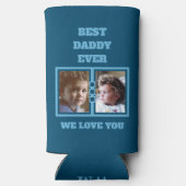 4 foto collage beste papa van je blauw seltzer blikjeskoeler (Achterkant)