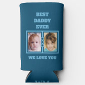 4 foto collage beste papa van je blauw seltzer blikjeskoeler (Voorkant)