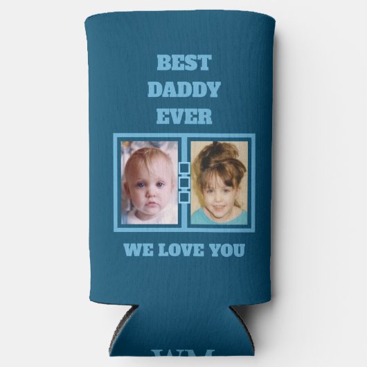 4 foto collage beste papa van je blauw seltzer blikjeskoeler (Voorkant)