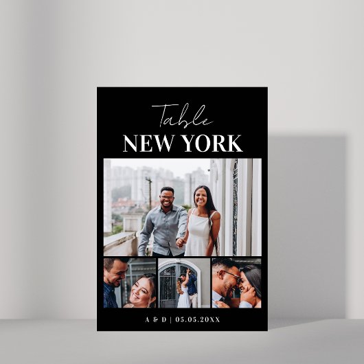 4 Foto Collage Bestemming Naam Reizen Bruiloft Kaart