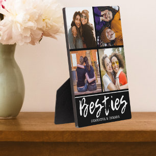 4 Foto Collage Besties BFF Names Black Fotoplaat