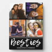 4 Foto Collage Besties BFF Names Black Fotoplaat (voorkant)