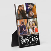 4 Foto Collage Besties BFF Names Black Fotoplaat (Zijkant)