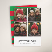 4 Foto Collage Black White - Beste jaar ooit Feestdagenkaart