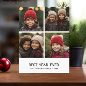 4 Foto Collage Black White - Beste jaar ooit Feestdagenkaart