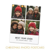 4 Foto Collage Black White - Beste jaar ooit Feestdagenkaart