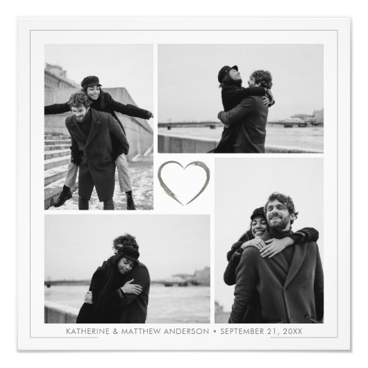 4 Foto Collage Bruiloft Jubileum Foto Vergroting Afdruk (Voorkant)