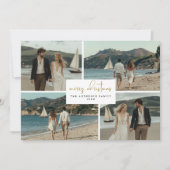 4 Foto Collage Coastal Beachy Nautische Kerstmis Feestdagenkaart (Voorkant)