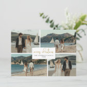 4 Foto Collage Coastal Beachy Nautische Kerstmis Feestdagenkaart (Staand voorkant)
