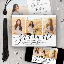 4 Foto Collage Eenvoudig Modern Script Afstuderen Kaart