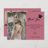 4 foto Collage Eenvoudig roze Afstuderen Dank u Aankondigingskaart (Voorkant / Achterkant)