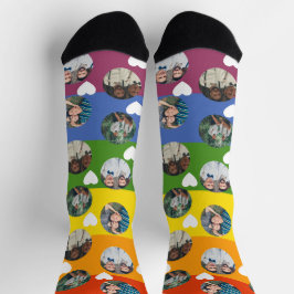 4 Foto Collage en Hart Sjabloon Rainbow Pride Sokken