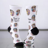 4 Foto Collage en Tekst Aangepast Gepersonaliseerd Sokken