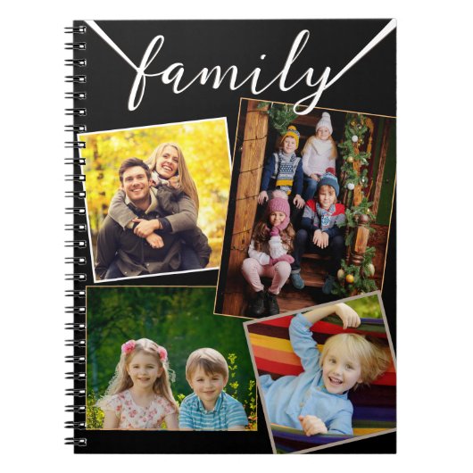 4 Foto Collage Familie Afbeeldingen Custom Notitieboek (Voorkant)