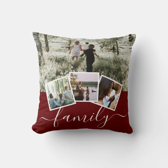 4 foto collage familie gepersonaliseerd kussen (Voorkant)