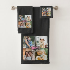 4 Foto Collage Familie Herinnering Moederdag Bad Handdoek