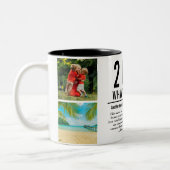 4 Foto Collage Familie Jaaroverzicht Modern Tweekleurige Koffiemok (Links)