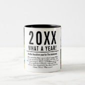 4 Foto Collage Familie Jaaroverzicht Modern Tweekleurige Koffiemok (Center)