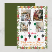 4 Foto Collage Familie Kerst Kaart Groen (Voorkant / Achterkant)