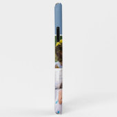 4 Foto Collage Familie Monogram Naam Slate Blue Case-Mate iPhone Case (Achterkant/rechts)