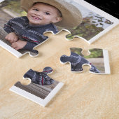 4 Foto Collage Familienaam Black and White Quote Legpuzzel (Zijkant)