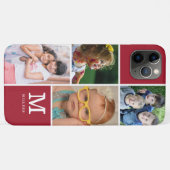 4 Foto Collage Familienaam Monogrammed Red Case-Mate iPhone Case (Achterkant (horizontaal))