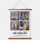 4 Foto collage - familietekst onderaan - wit Hangend Wandkleed (Voorkant)