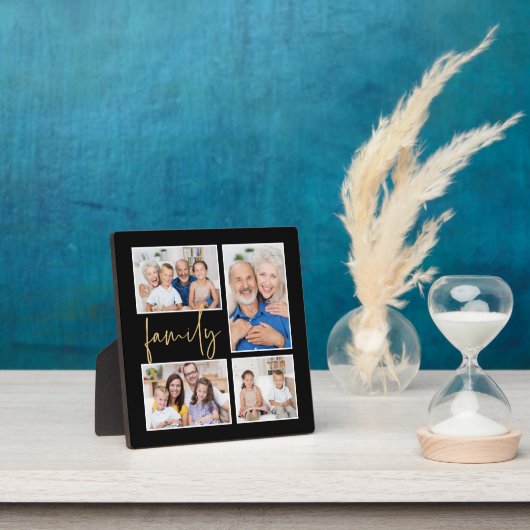 4 Foto Collage Family Gold Black Fotoplaat (Insitu)