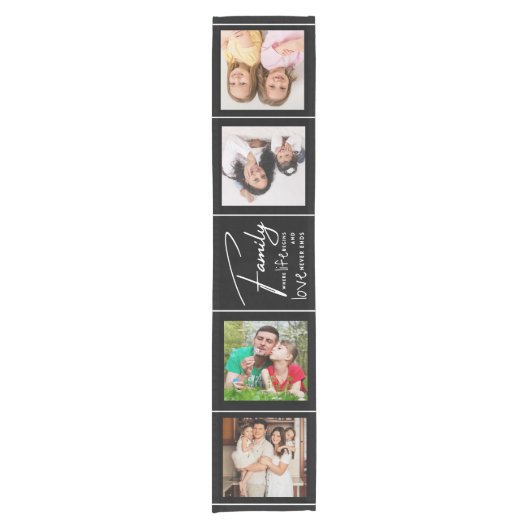 4 Foto Collage Family Love Quote Black Korte Tafelloper (Voorkant)