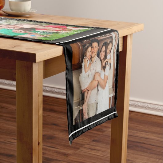 4 Foto Collage Family Love Quote Black Korte Tafelloper (Voorbeeld)