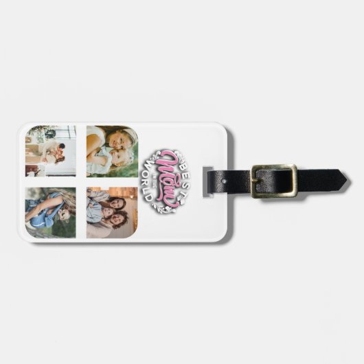 4 Foto Collage Family Memory Moederdag Bagagelabel (Voorkant horizontaal)