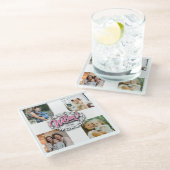 4 Foto Collage Family Memory Moederdag Glazen Onderzetter (Schuin)