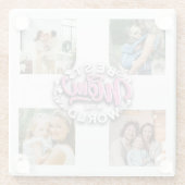 4 Foto Collage Family Memory Moederdag Glazen Onderzetter (Achterkant)