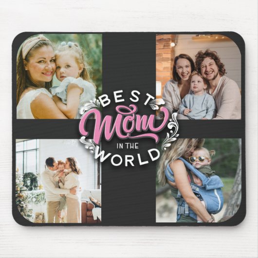 4 Foto Collage Family Memory Moederdag Muismat (Voorkant)