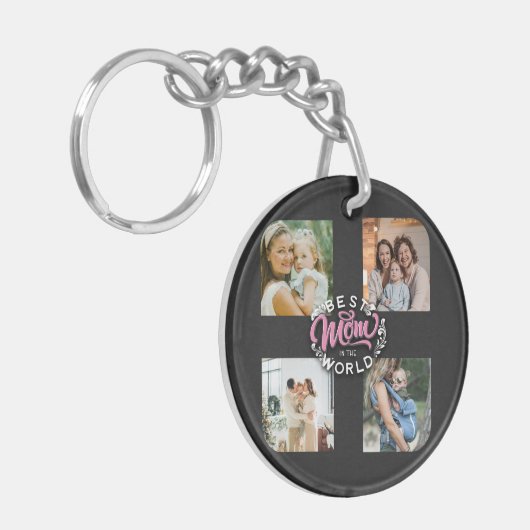 4 Foto Collage Family Memory Moederdag Sleutelhanger (Voorkant Links)