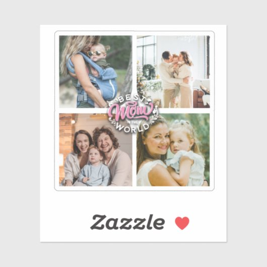 4 Foto Collage Family Memory Moederdag Sticker (Vel)