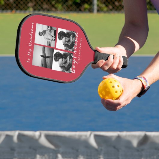 4-foto Collage Forever Boyfriend Valentijnsdag Pickleball Paddle (Insitu)